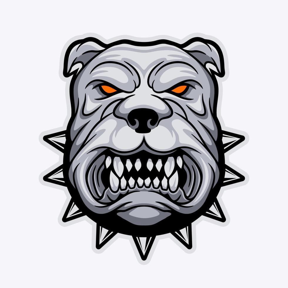 bulldog enojado, de color gris y negro con accesorios de púas vector