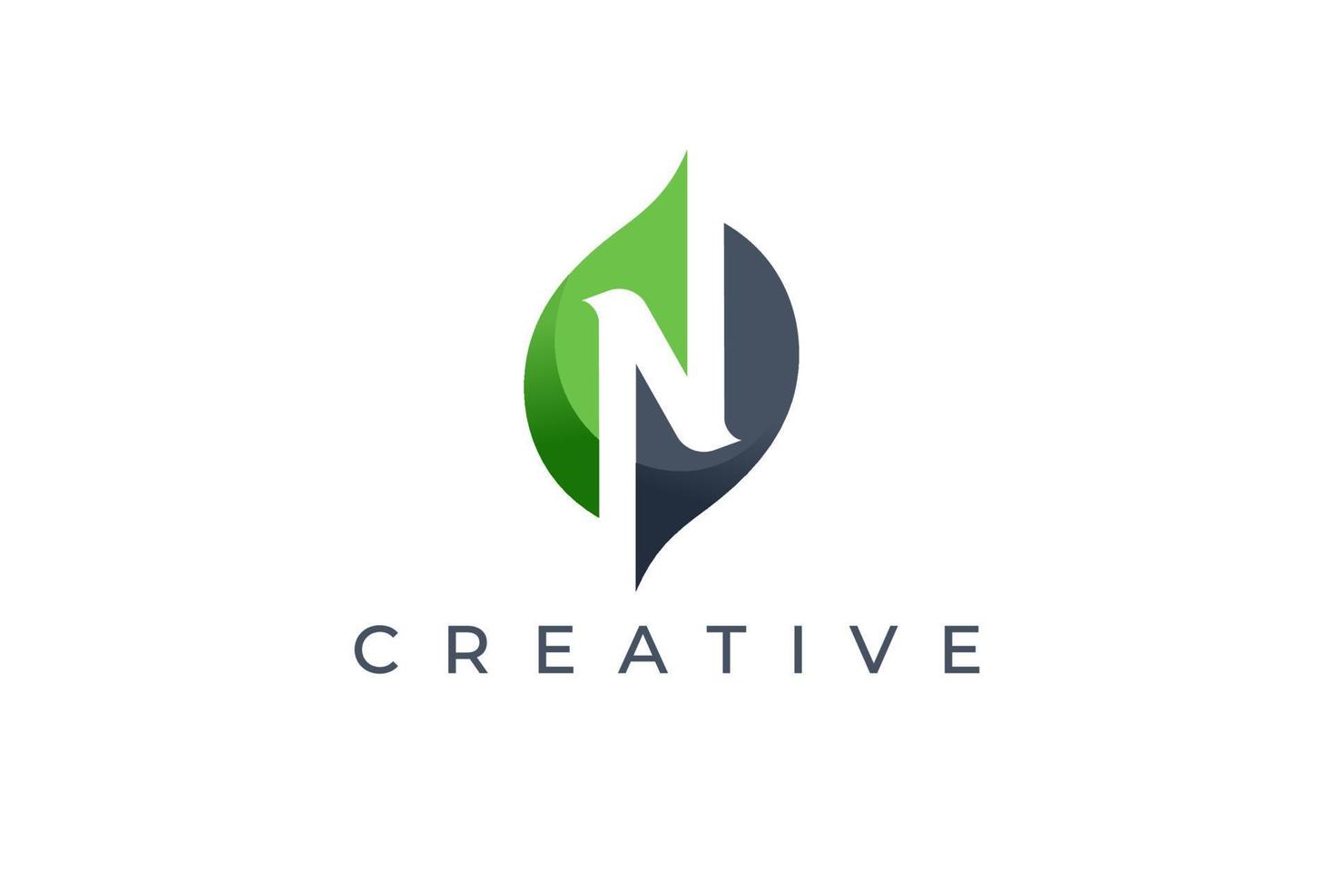 Letter N logo design template with leaf icon vector
