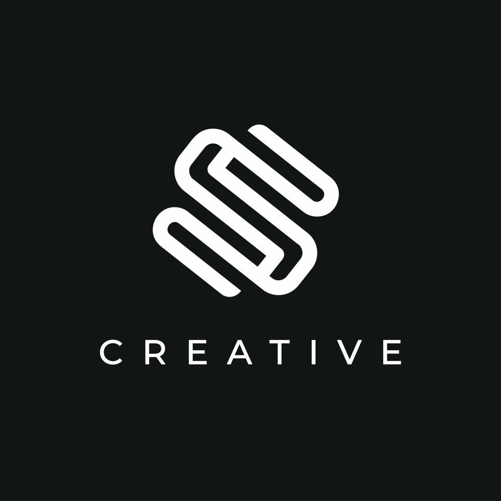 Letter S logo design template with white black color vector