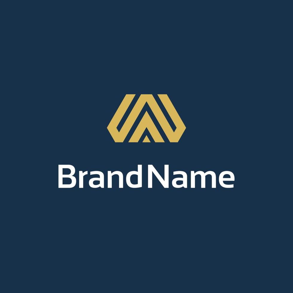 Letter W logo design template with gold color icon vector