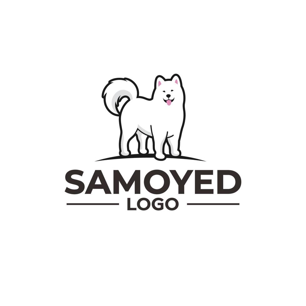 lindo logo de perro samoyedo vector