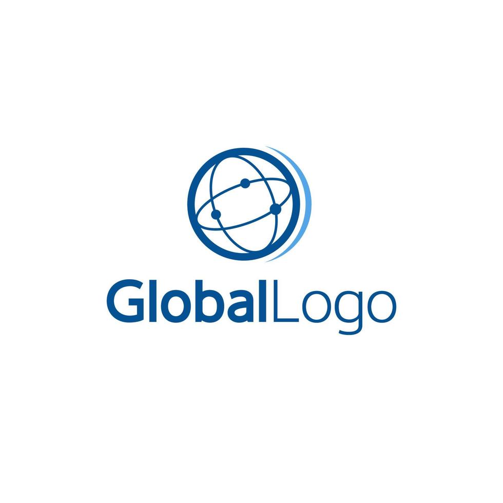 Global logo with a minimalist modern style and globe icons vector