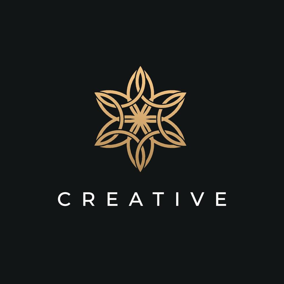Abstract flower logo with gold color icon vector