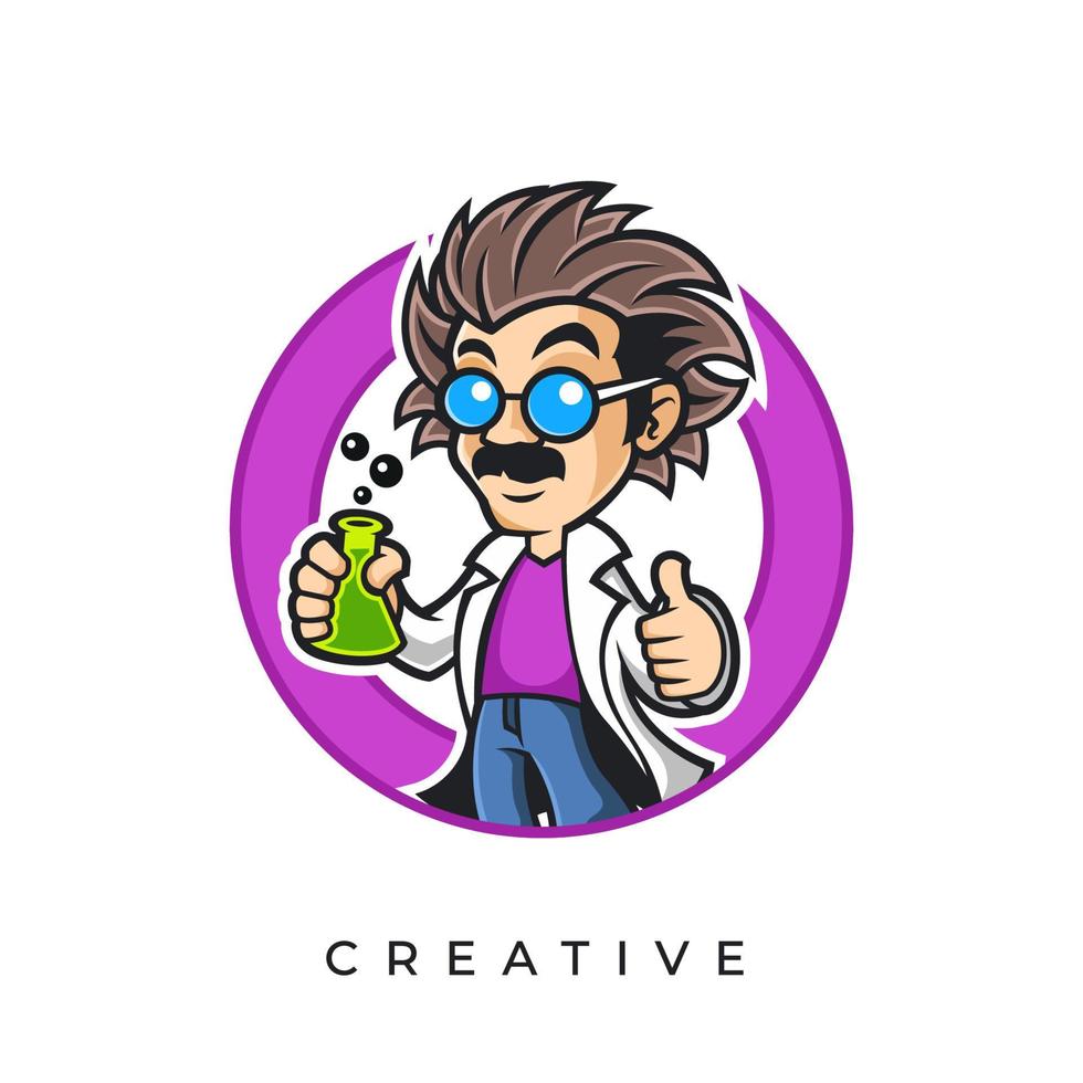 Professor mascot with a circle style vector