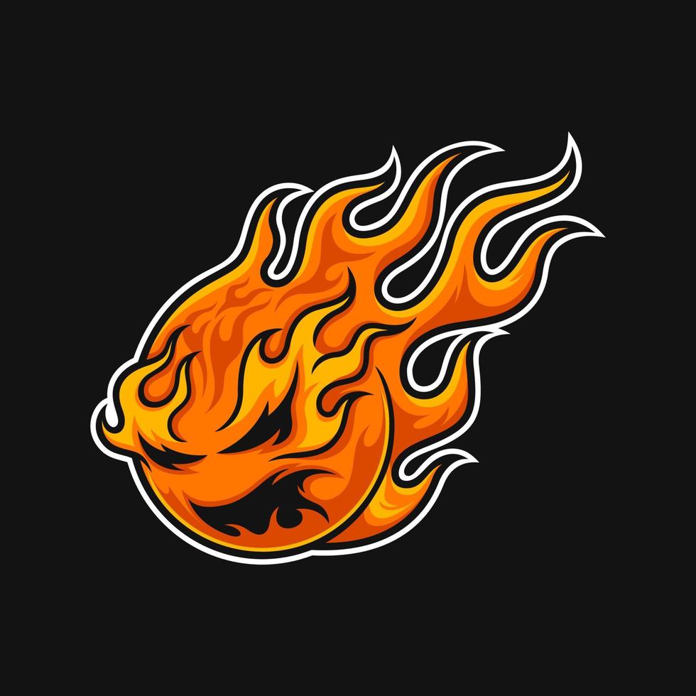 fireball with burning eyes and black background vector