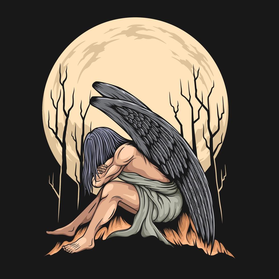 Angel vector illustration on dark background