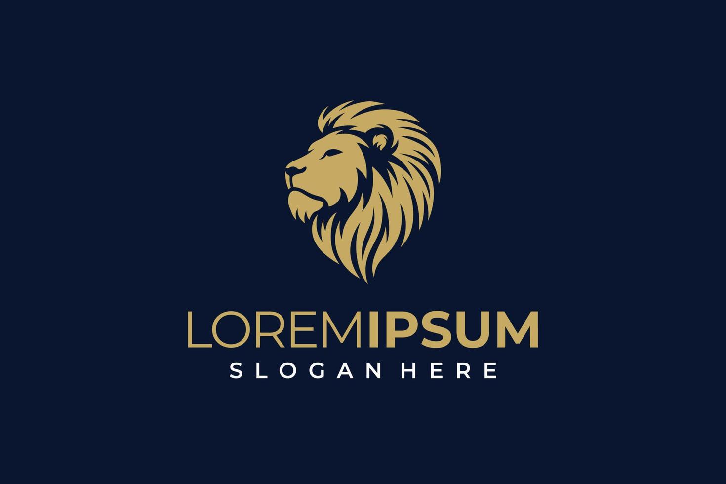 Elegant lion head logo on dark background vector