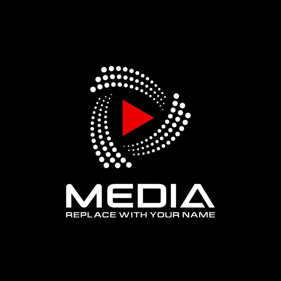 Media logo with a play button icon vector