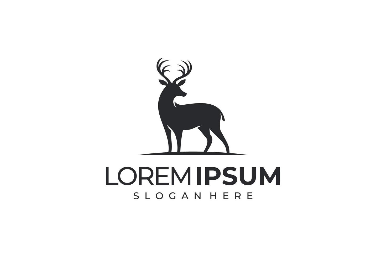 Simple deer logo in black and white vector