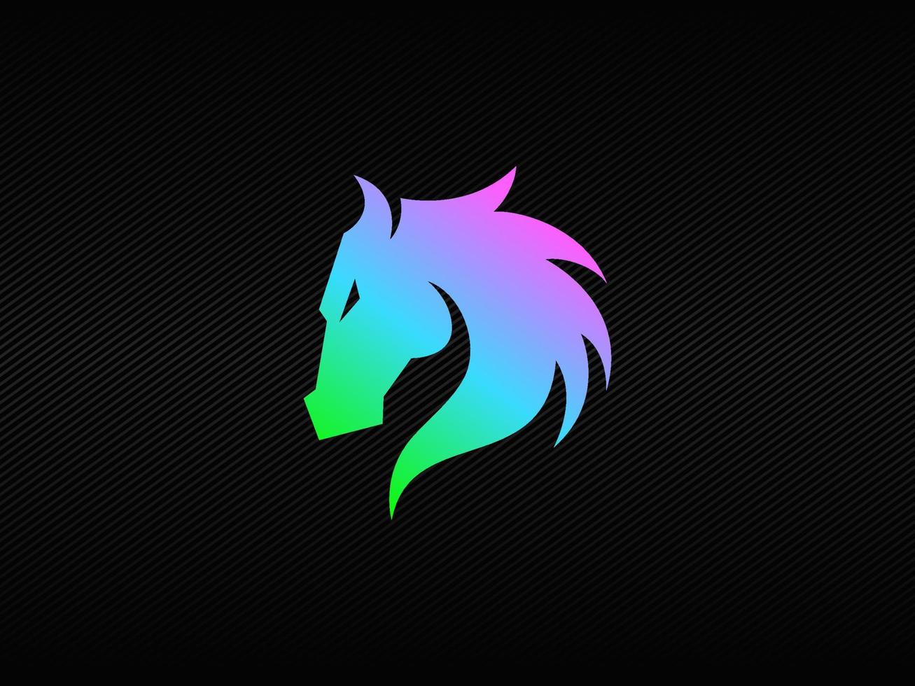 Modern horse head badge logo with RGB light colors vector