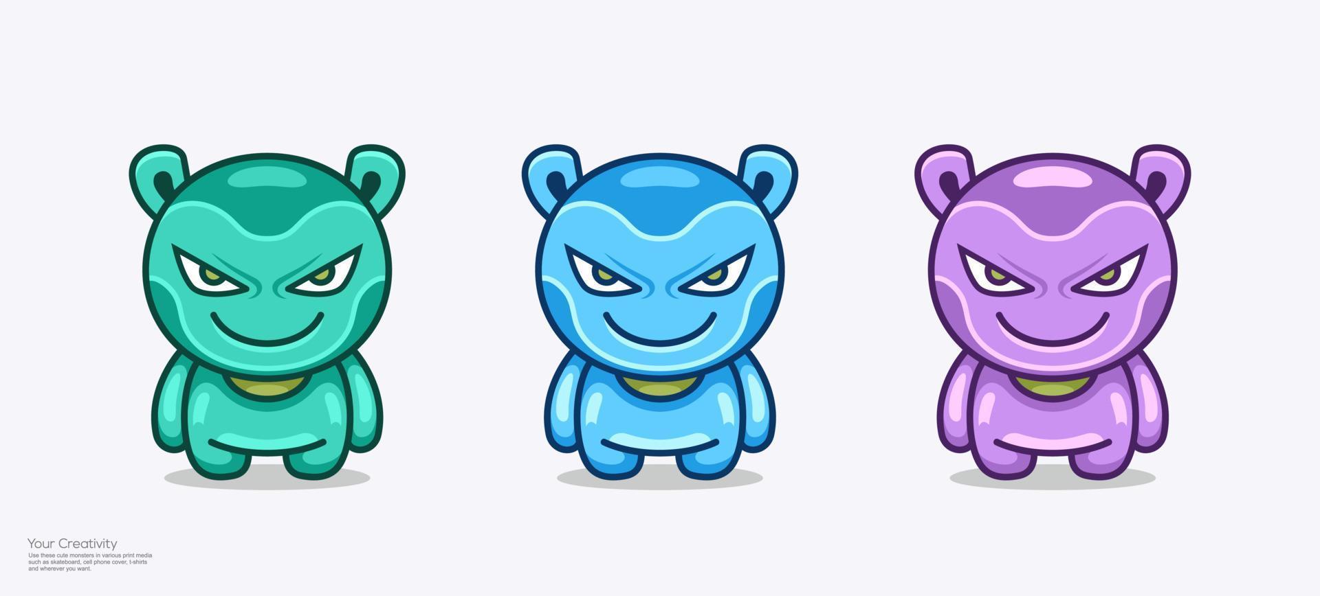 Vector illustration cute monster character mascot design like super heroes