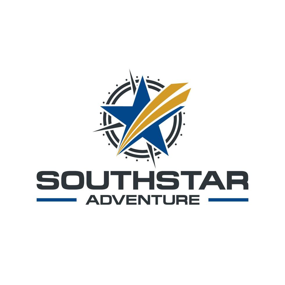Adventure logo with stars and compass vector