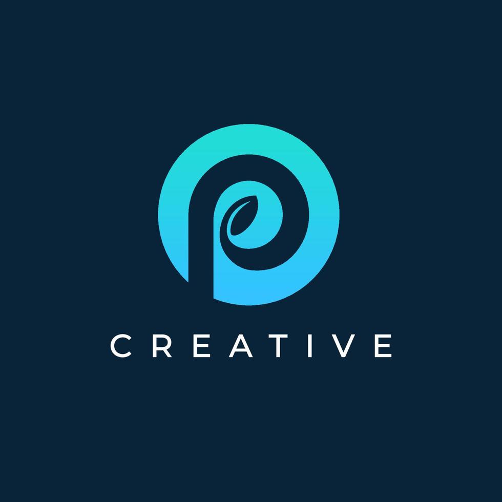 Letter P logo design template with natural style vector