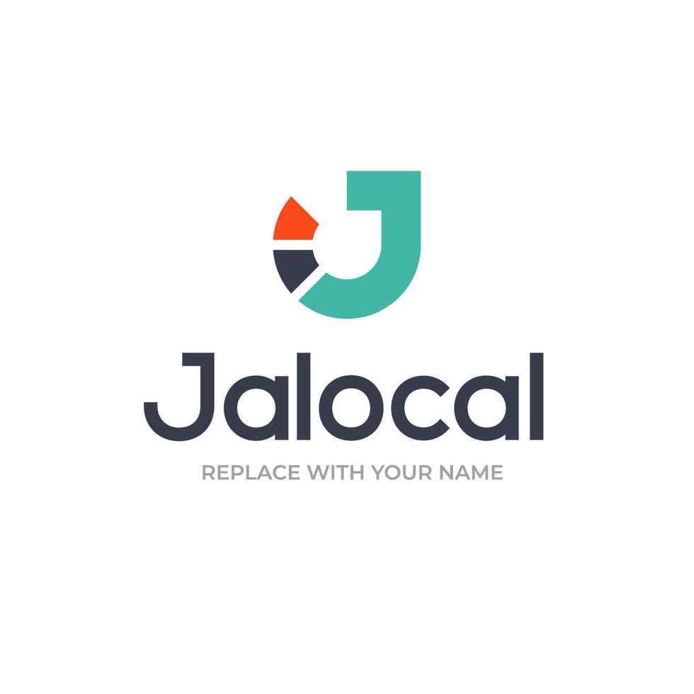 Letter J logo design template with color combination icon vector