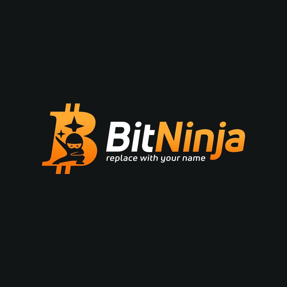 Bitcoin logo with a ninja mascot vector