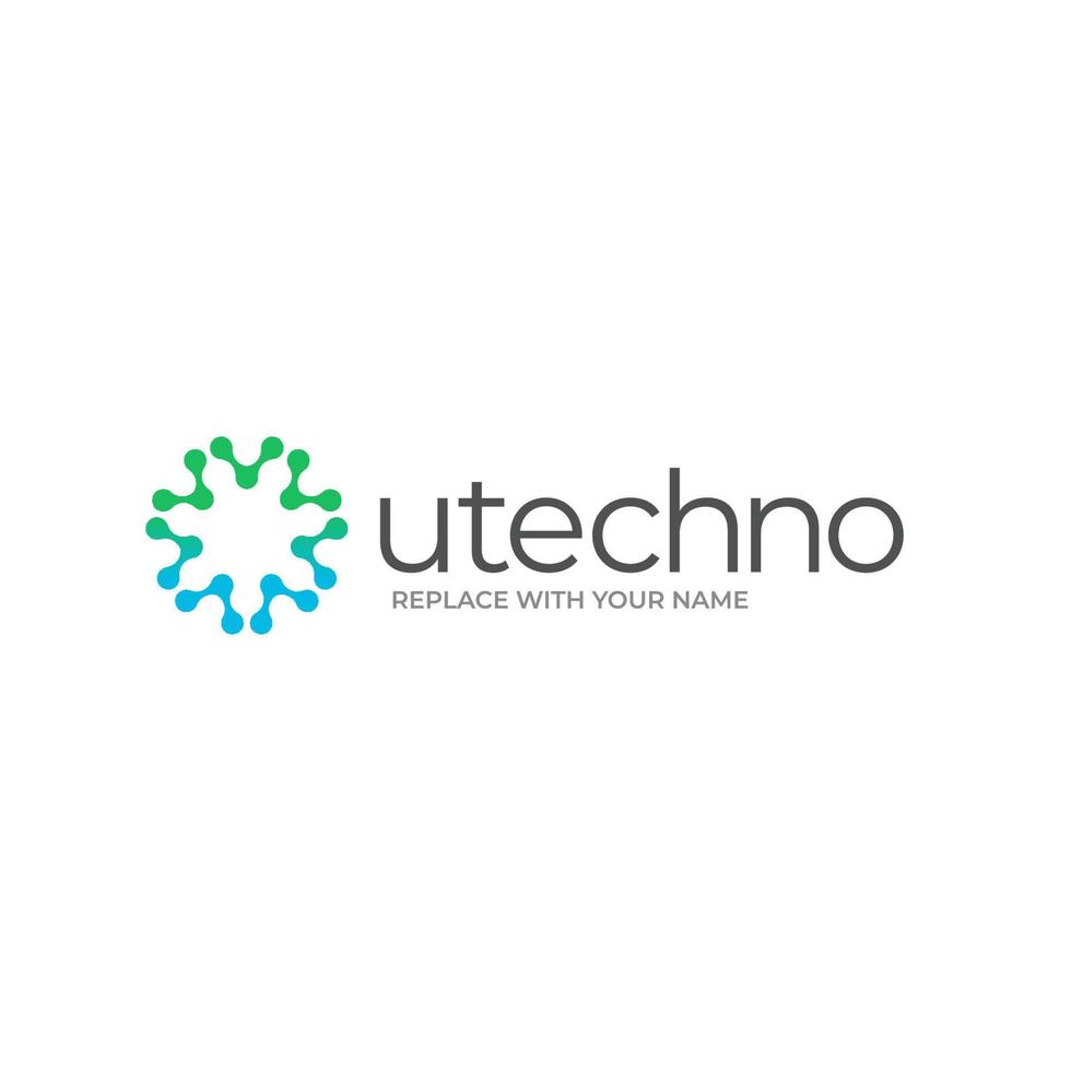 Digital technology logo with a circle dot icon vector