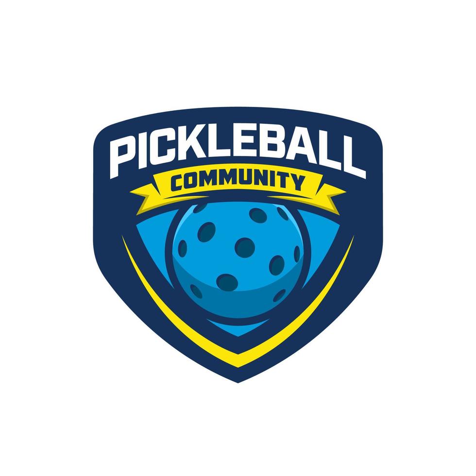 insignia del logotipo de la comunidad pickleball con fondo triangular vector