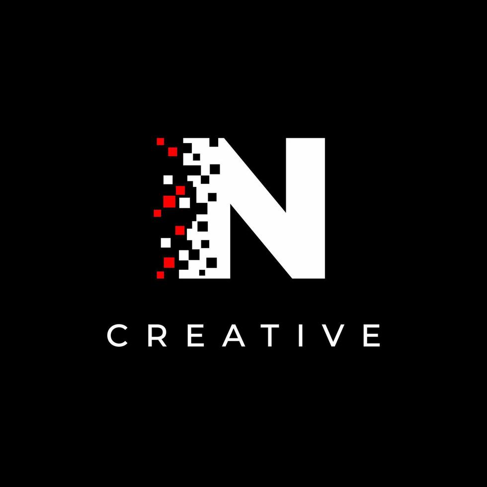 Letter N logo design template with with debris effect vector