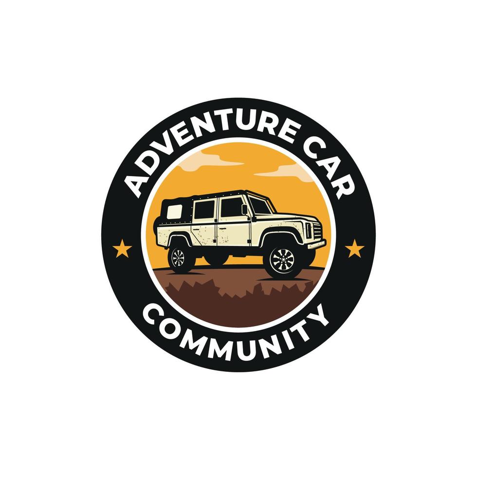 Adventure car community with vehicles crossing the ground vector