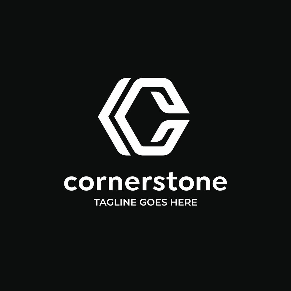 Letter C logo design template with black and white color vector