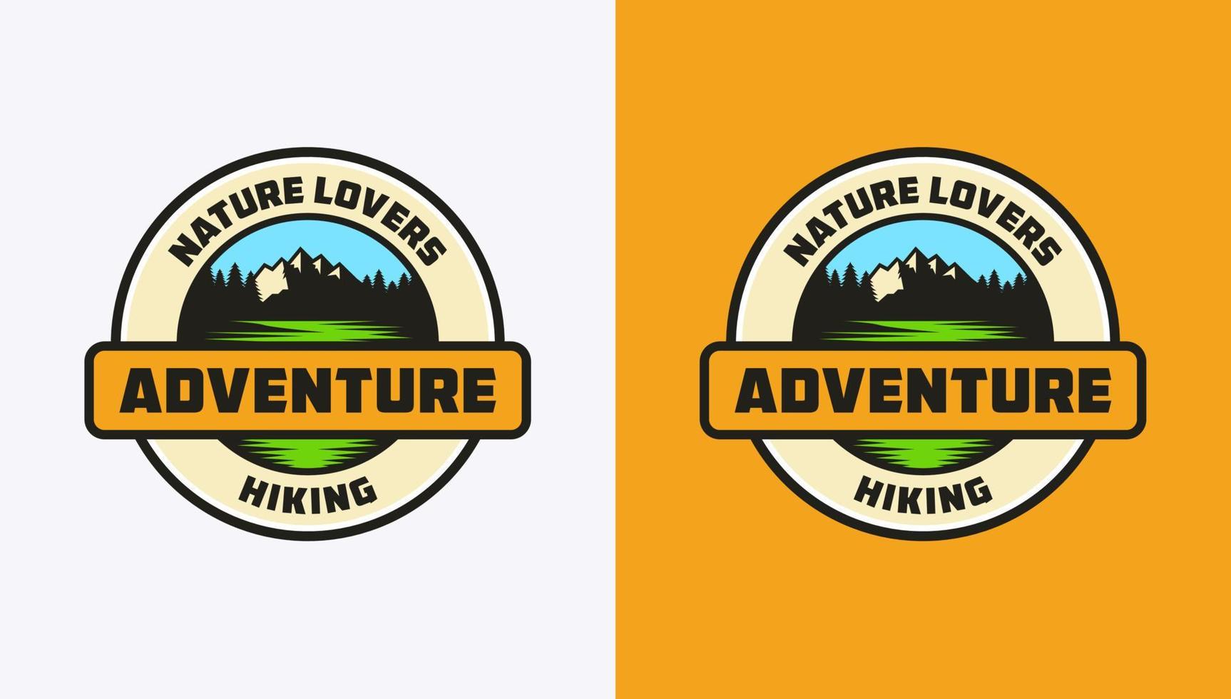 Logo for nature lovers with lakes and mountains vector