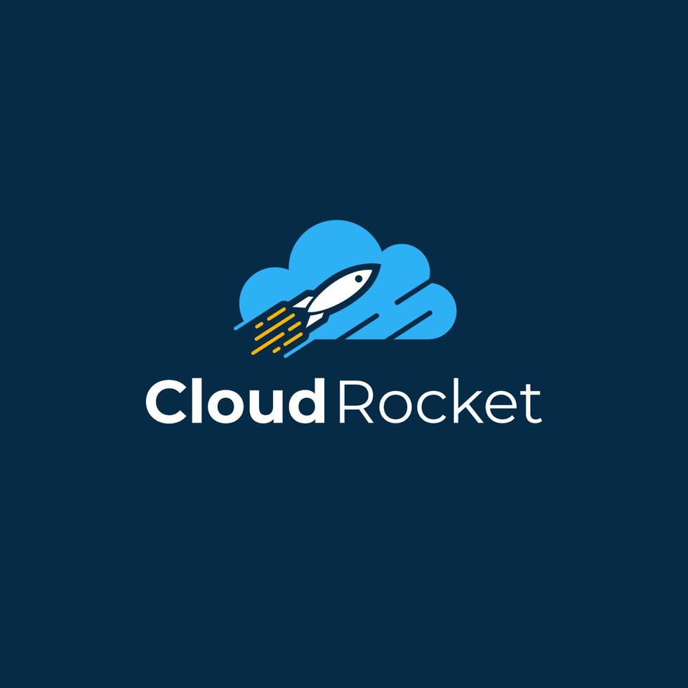 Cloud logo with rockets penetrating clouds vector