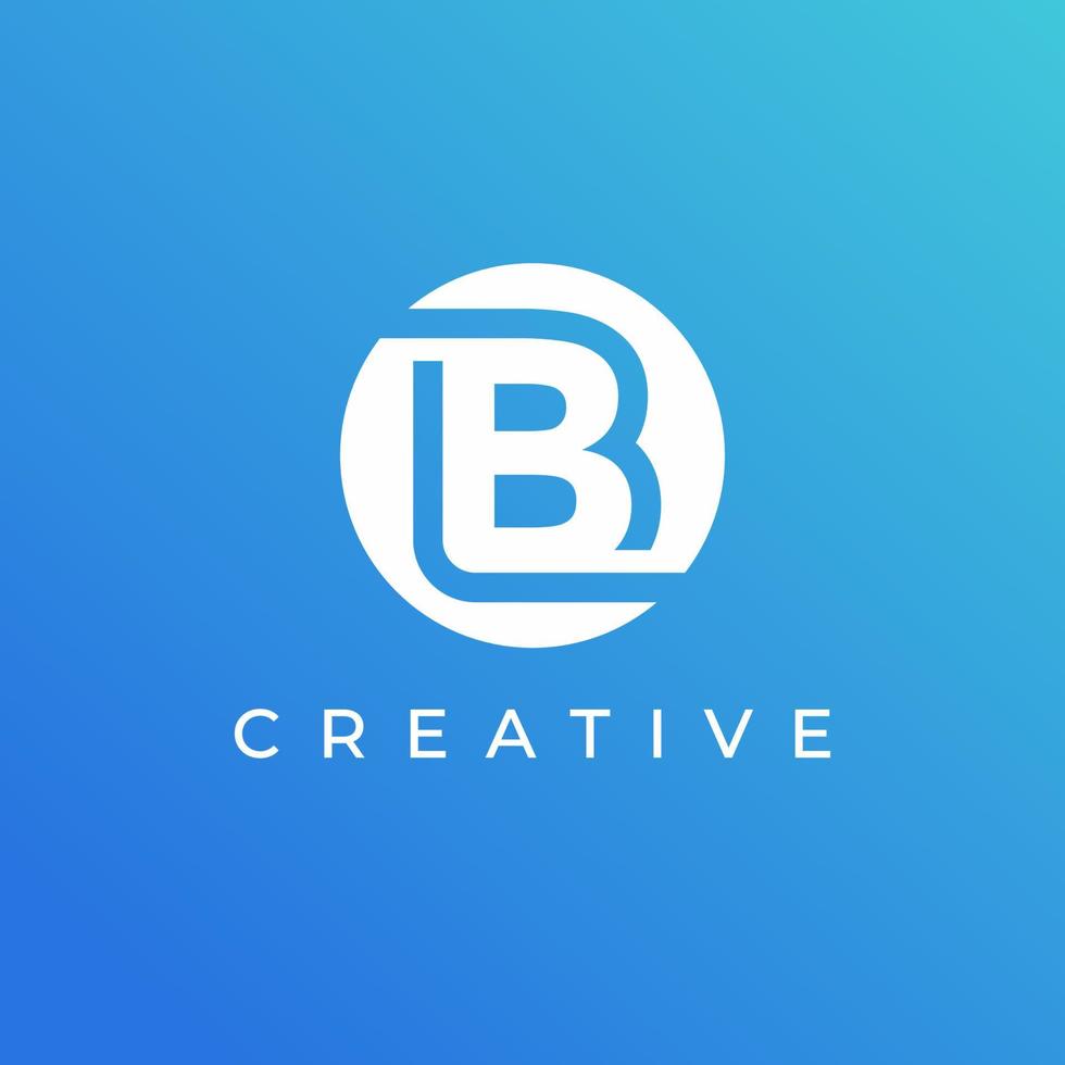 plantilla de diseño de logotipo de letra b con color blanco y fondo azul vector