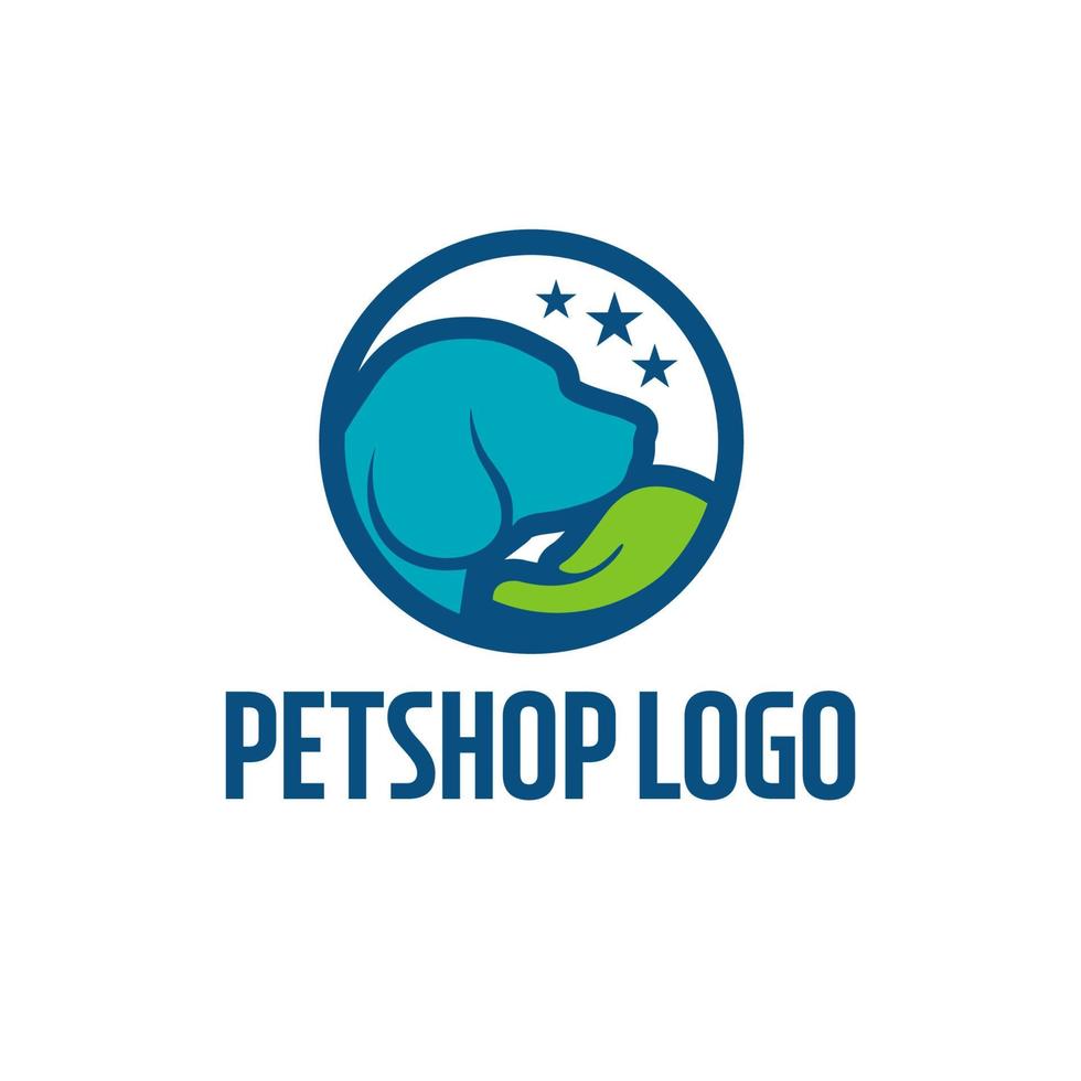 Pet shop logo in a simple circle style vector