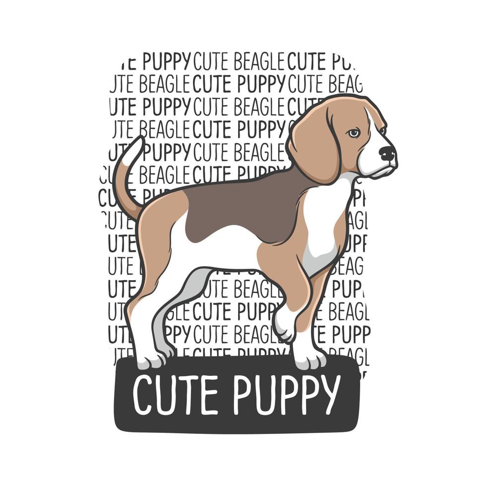 Cute puppy is standing with writing background vector