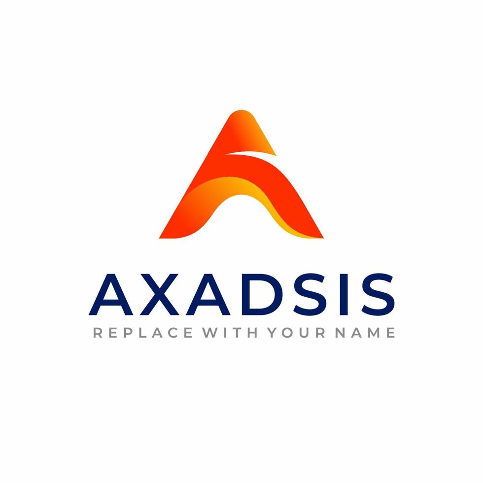 Letter A logo design template with orange gradation color vector
