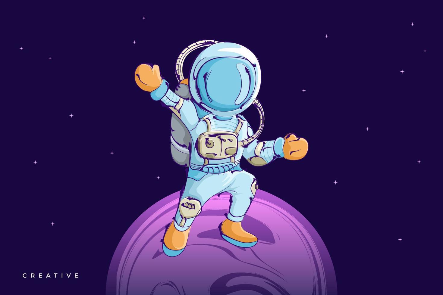 Vector illustration of astronaut with dark purple background