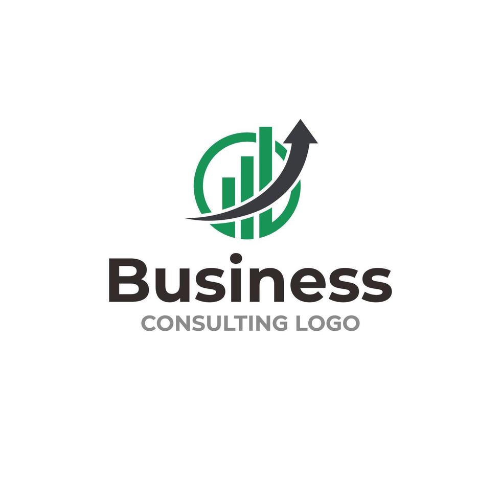 Business consulting logo with arrow and bar chart vector