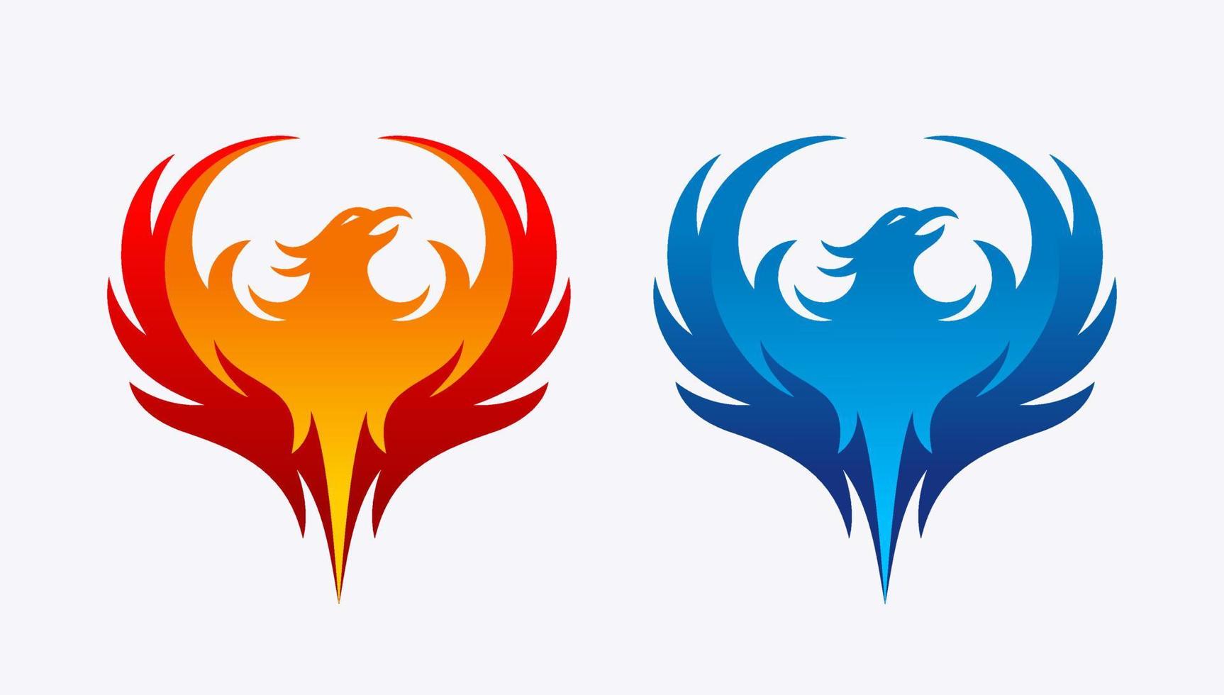 Illustration of a phoenix with a red and blue color theme vector