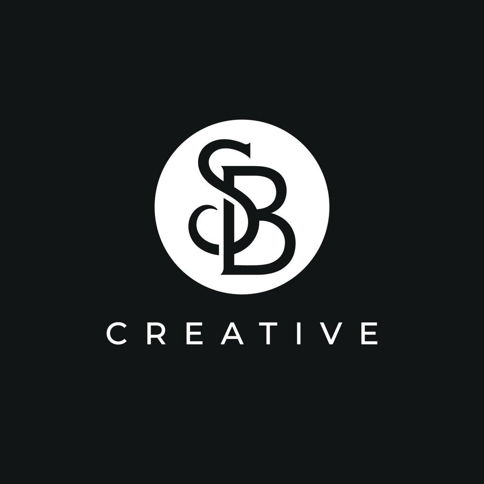 plantilla de diseño de logotipo de letra sb con color blanco negro vector