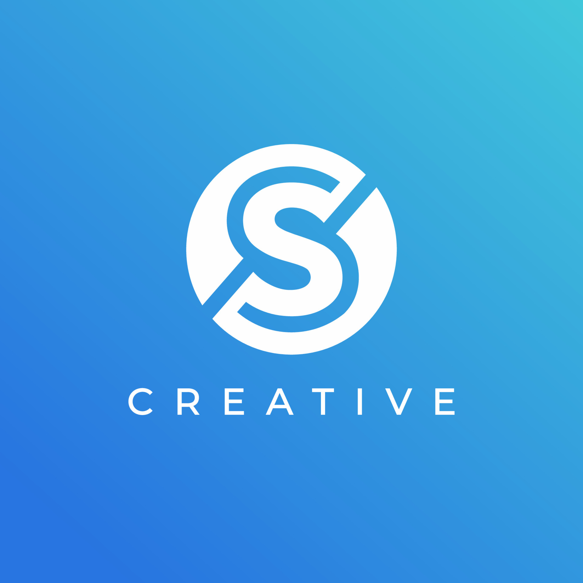 Letter S logo design template with white color and blue background