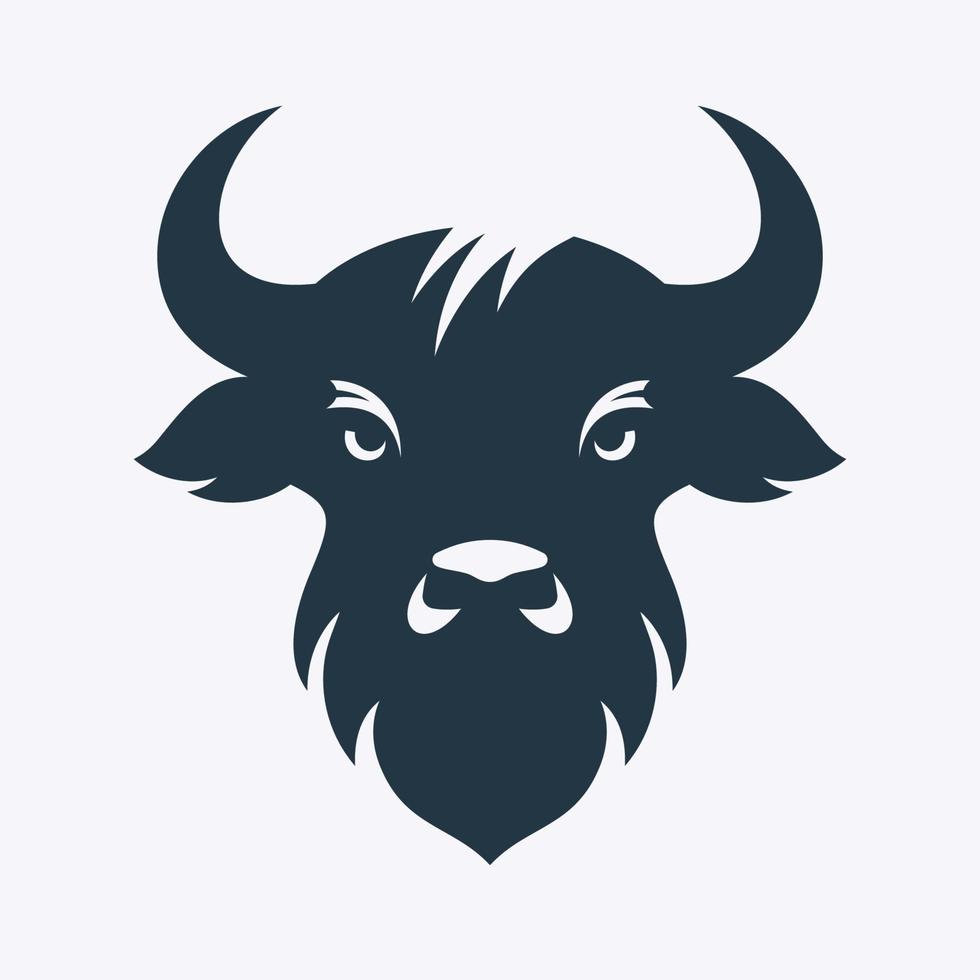 Vector silhouette of buffalo heads in a minimalist style