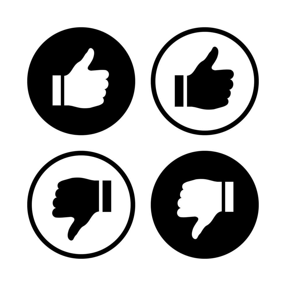Black and white like and dislike icon vector