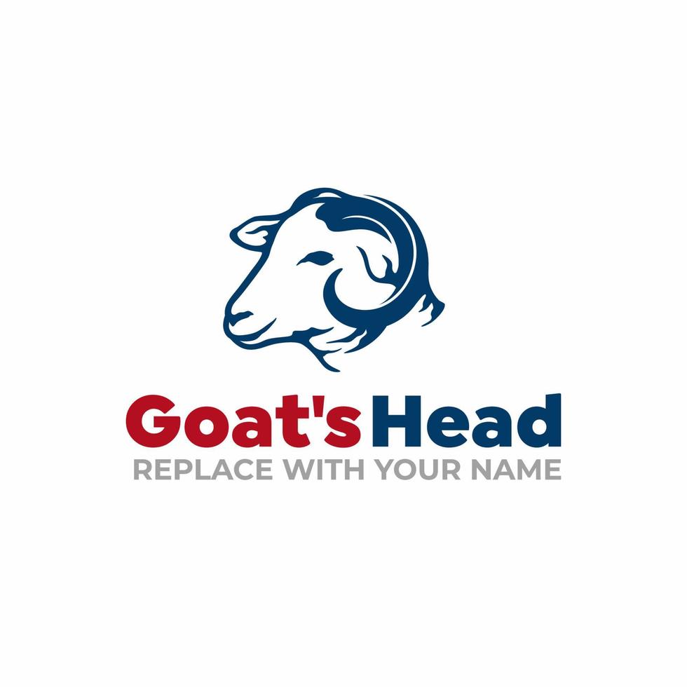 Goat's head logo with a blue icon vector