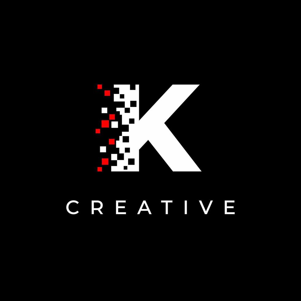 Letter K logo design template with with debris effect vector