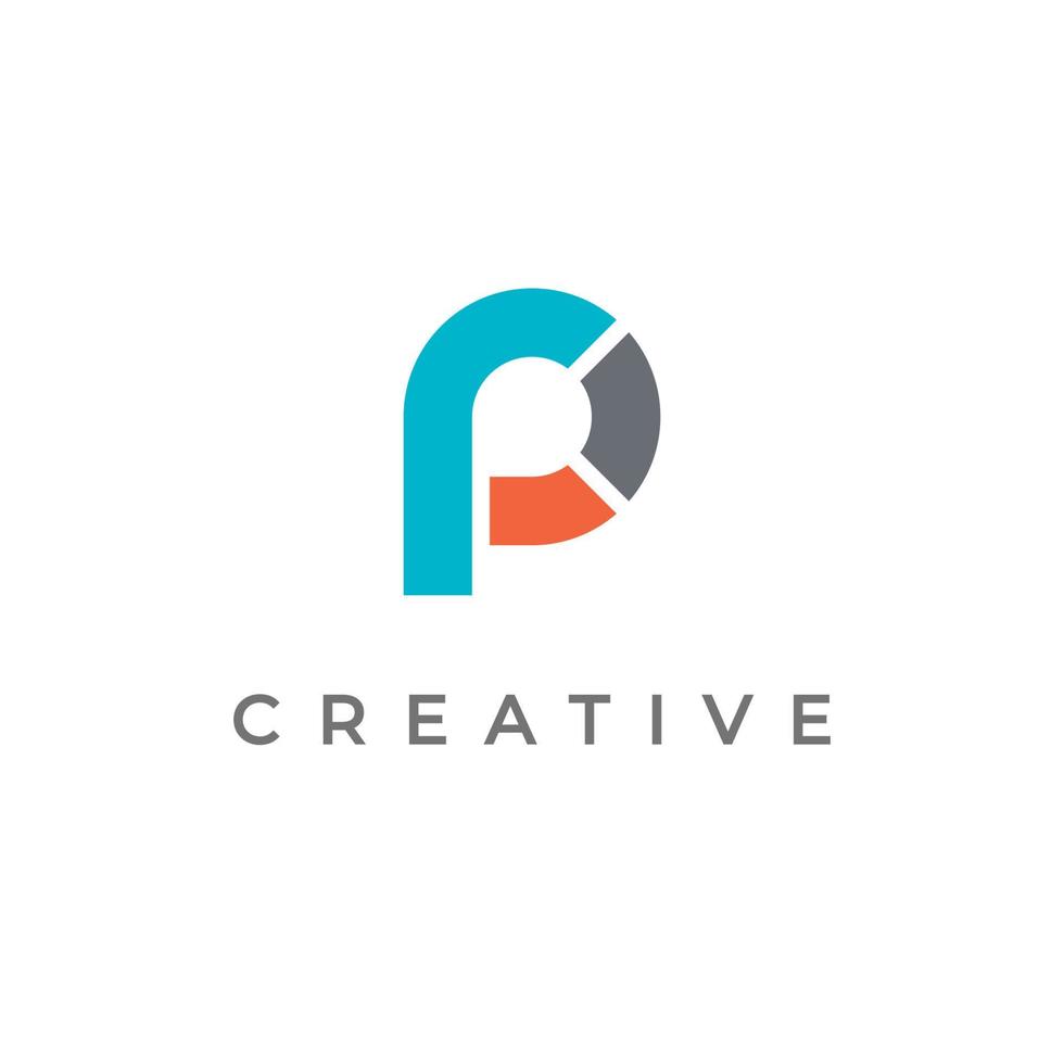 Letter P logo design template with minimalist style vector