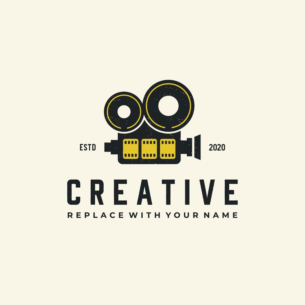 Retro movie projector vector with black and yellow color