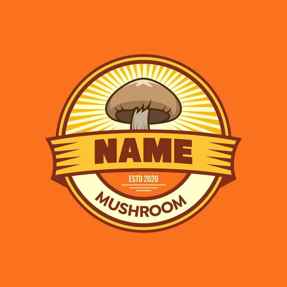 Mushroom restaurant logo with badge style vector