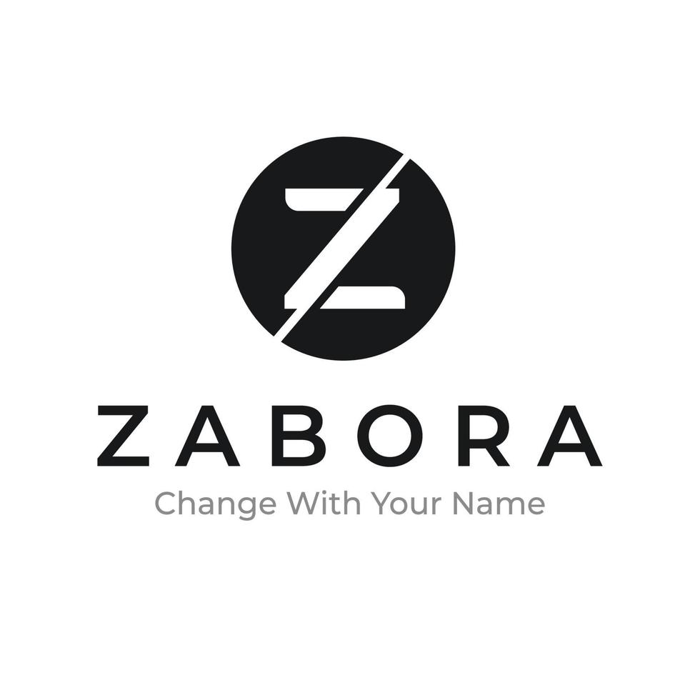 logotipo inicial z con círculo blanco y negro vector