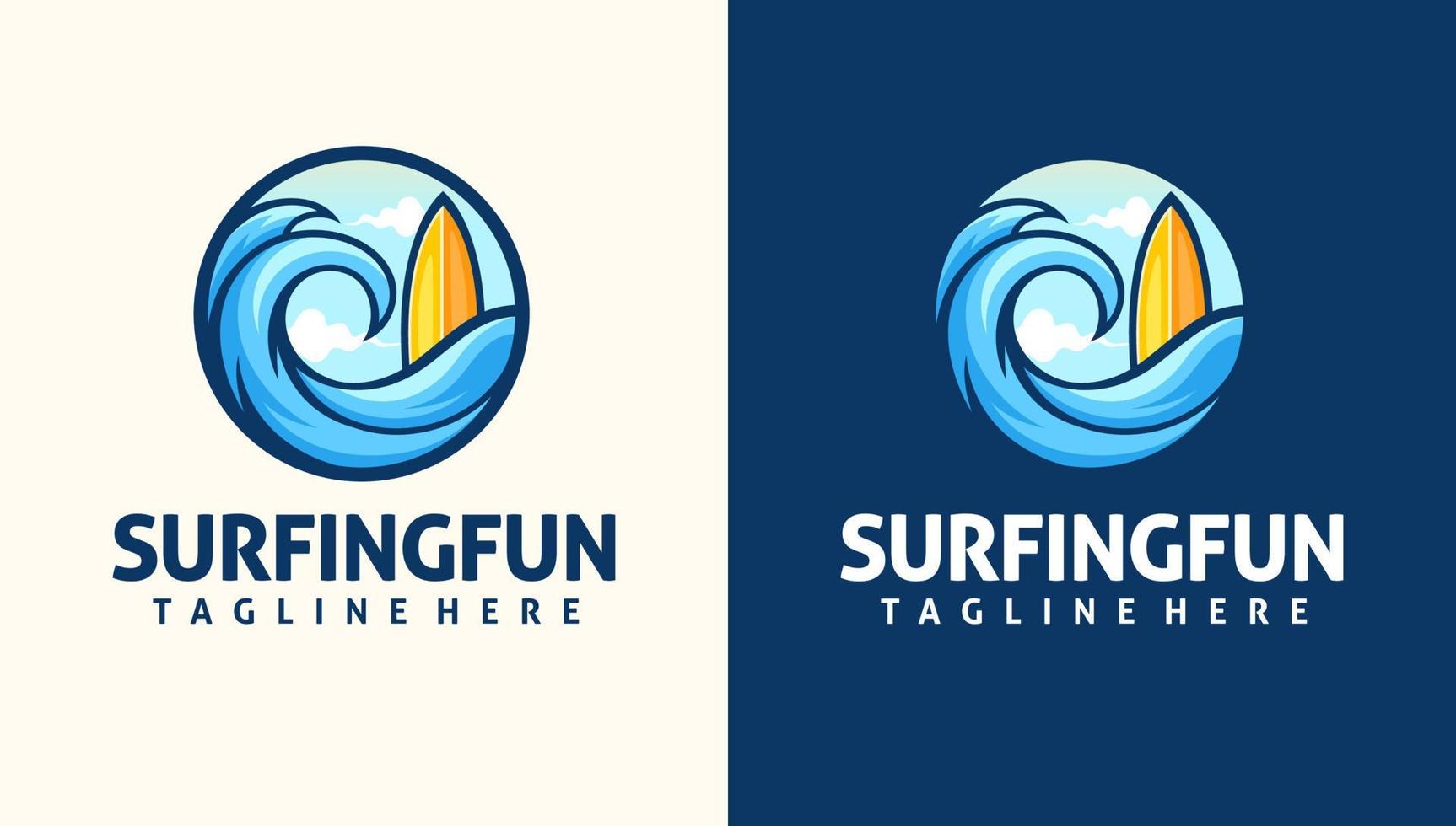 logotipo deportivo de surf con estilo de placa vector