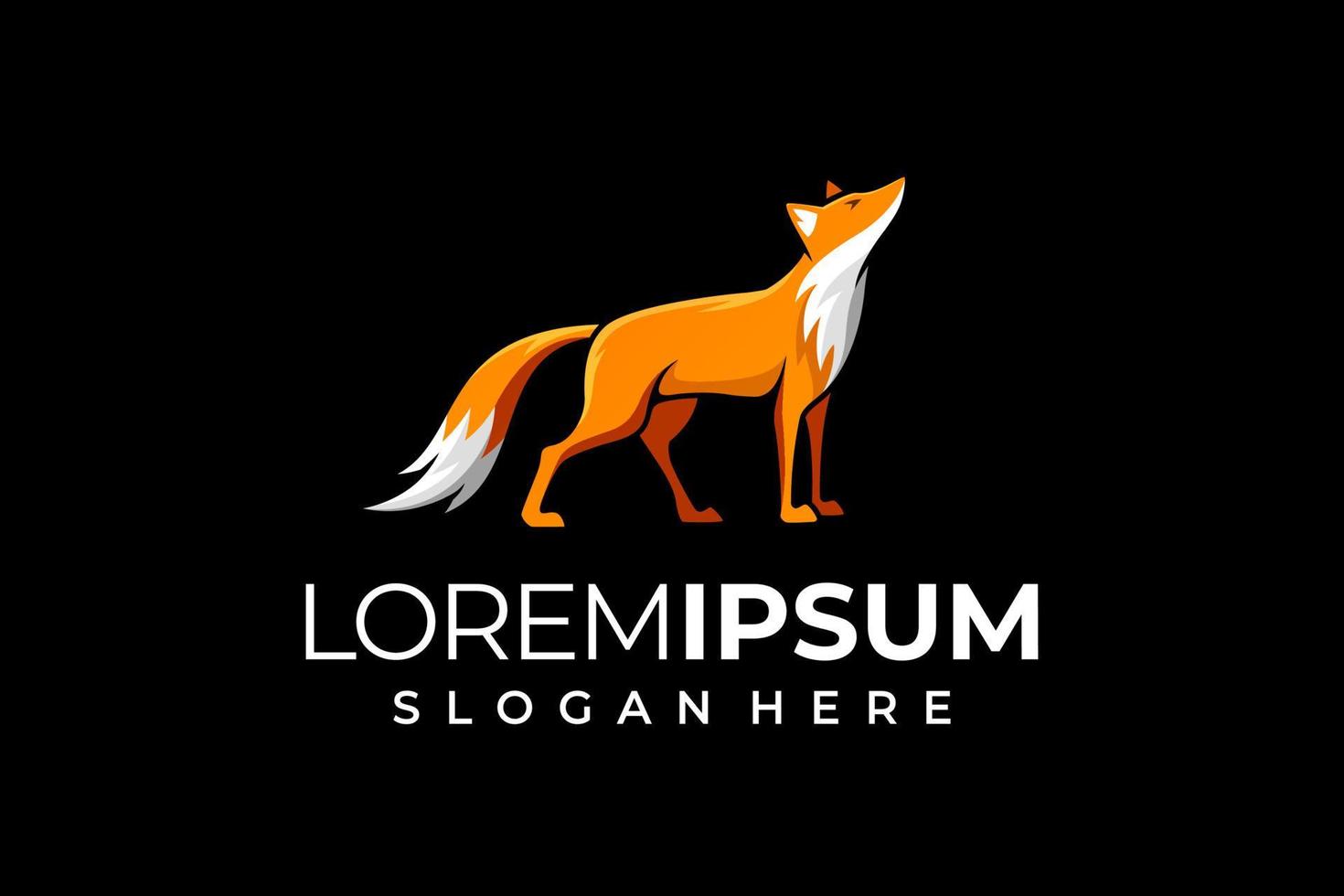 Fox logo on black background vector