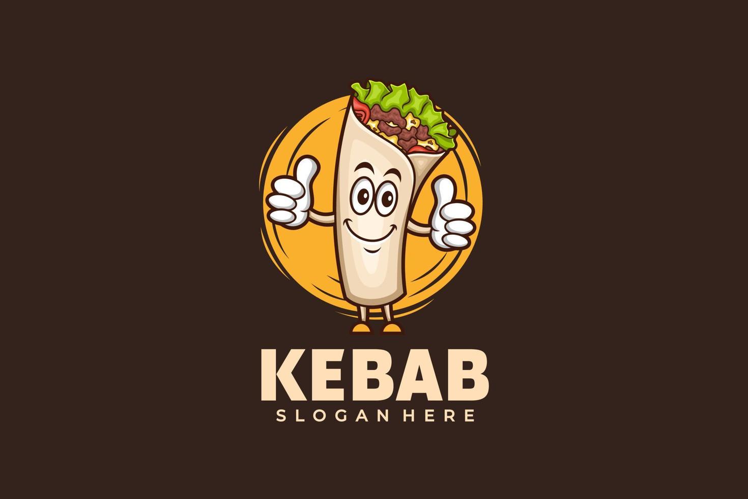 plantilla de diseño de logotipo de kebab en un estilo de mascota vector