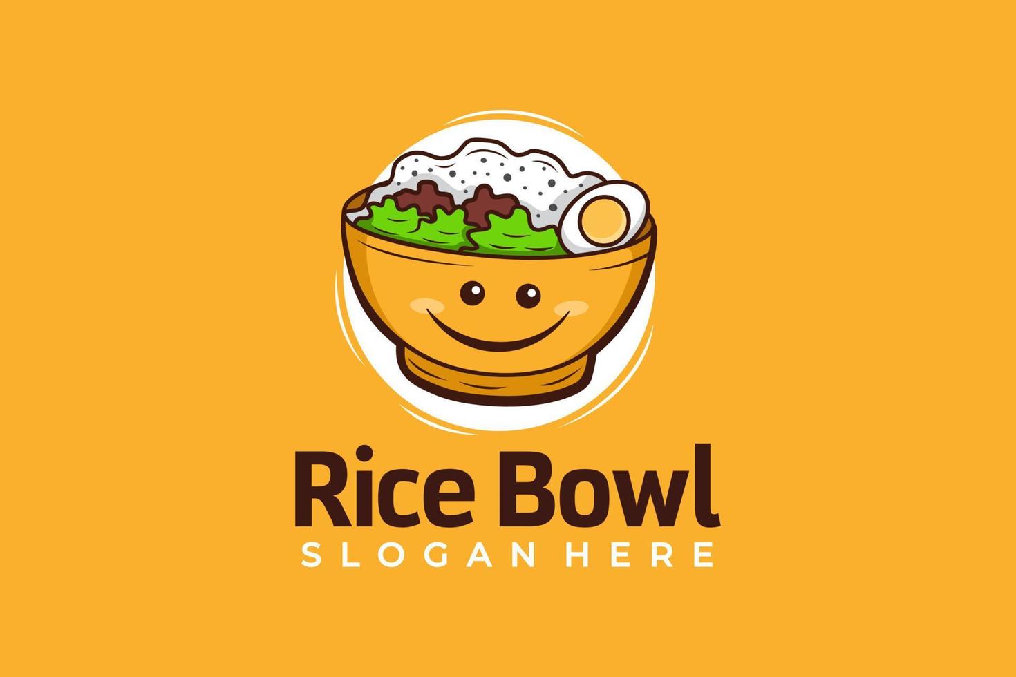 Rice bowl logo design template vector