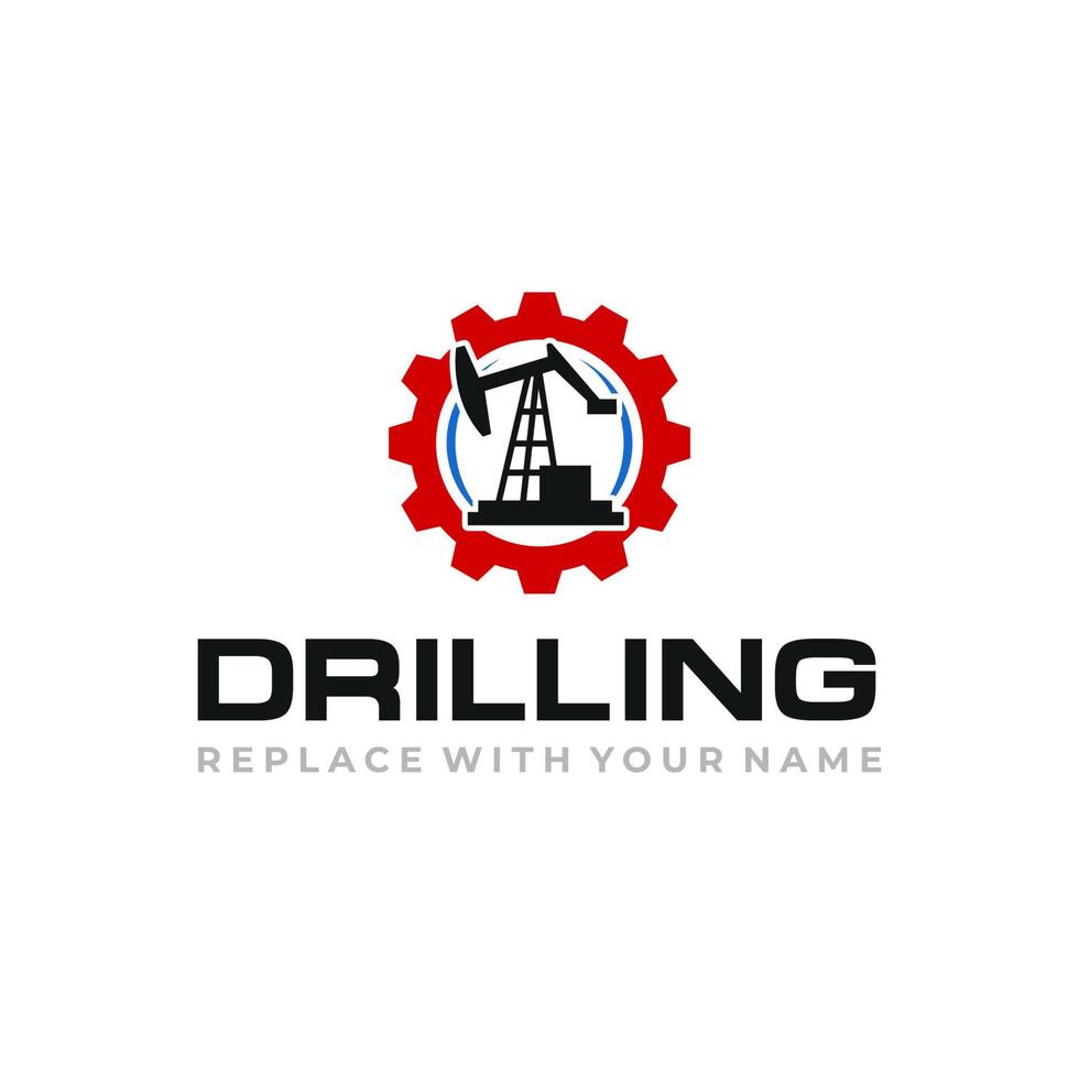 Oil drilling service logo with a drilling machine icon vector