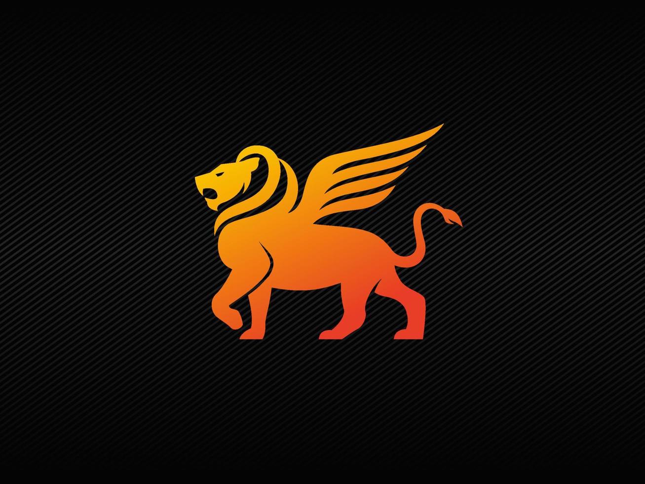 Winged lion logo with red gradation color vector