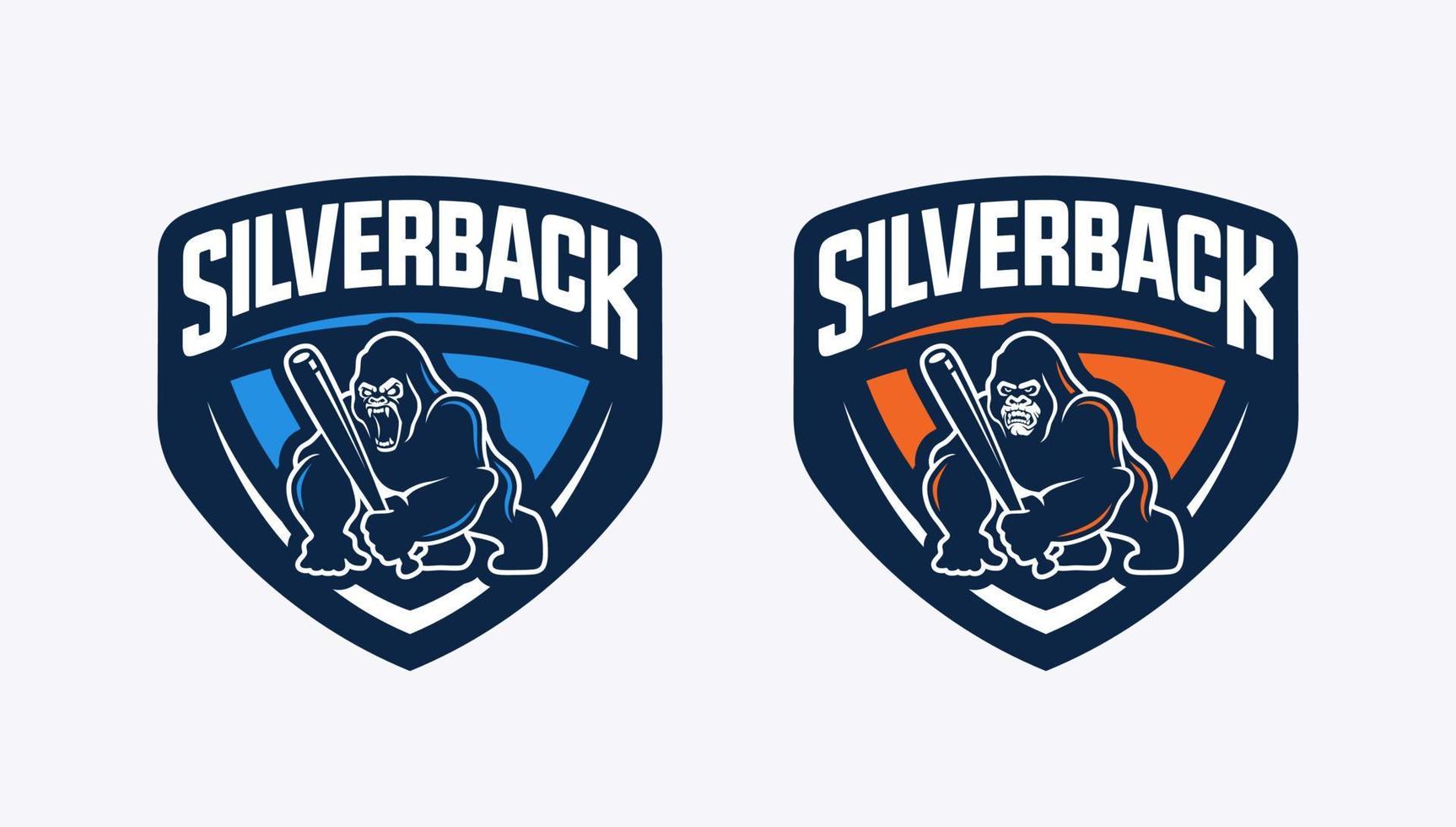 Angry silverback gorilla badge logo vector